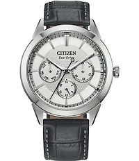 Citizen Men's Classic Eco Wr100 Chronograph Black Leather Strap Watch