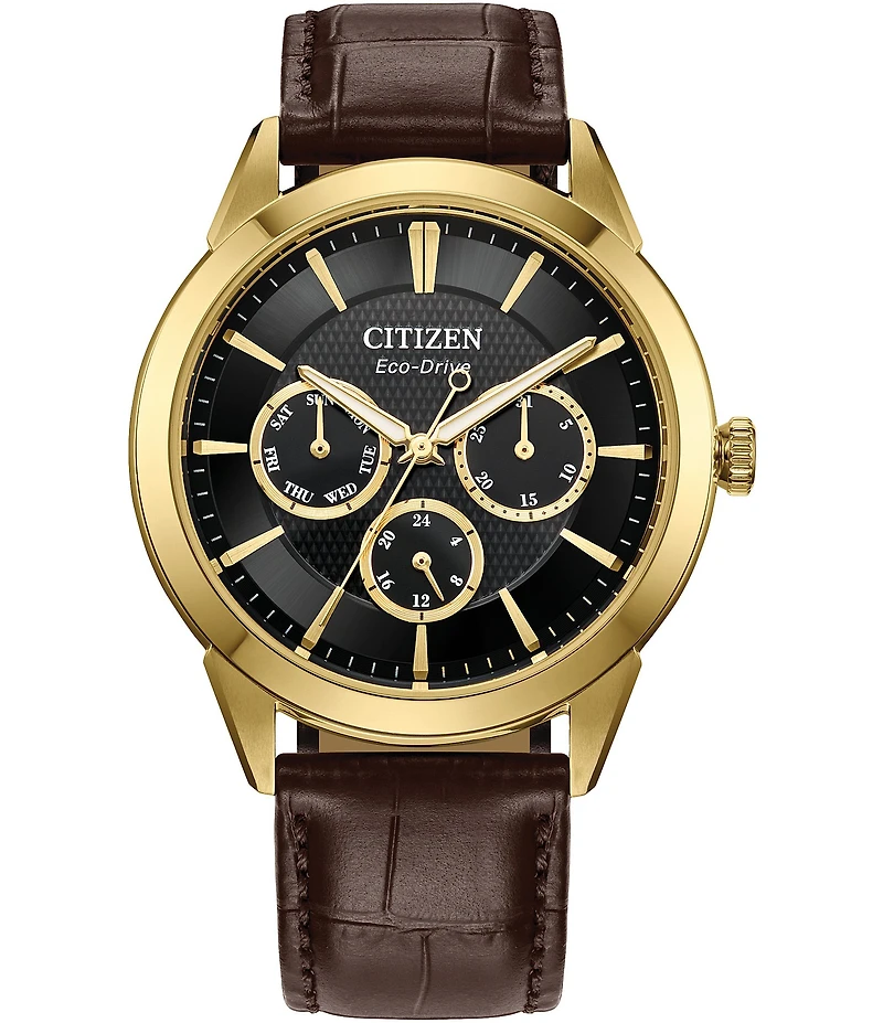 Citizen Men's Classic Eco Wr100 Chronograph Leather Strap Watch