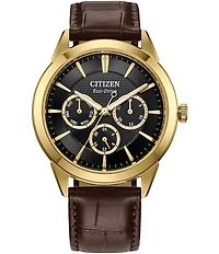 Citizen Men's Classic Eco Wr100 Chronograph Leather Strap Watch