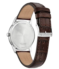Citizen Men's Classic Three Hand Brown Leather Strap Watch