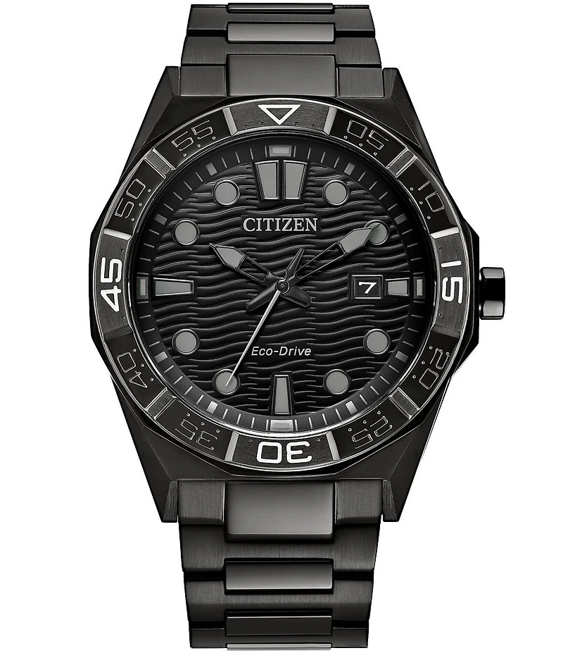 Citizen Men's Eco-Drive Sport Brycen Quartz Three Hand Black Tone Stainless Steel Bracelet Watch