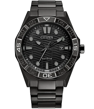 Citizen Men's Eco-Drive Sport Brycen Quartz Three Hand Black Tone Stainless Steel Bracelet Watch