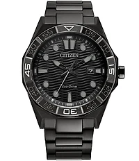 Citizen Men's Eco-Drive Sport Brycen Quartz Three Hand Black Tone Stainless Steel Bracelet Watch