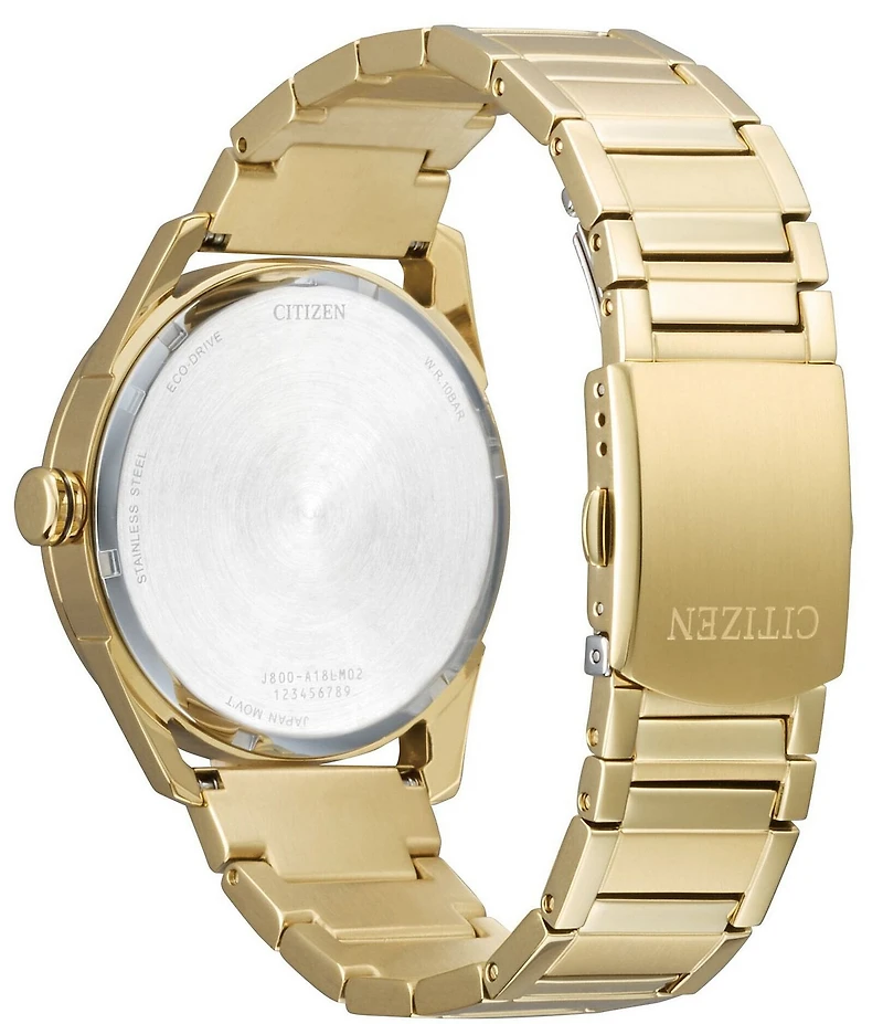 Citizen Men's Eco-Drive Three Hand Gold Tone Stainless Steel Bracelet Watch