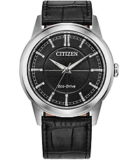 Citizen Men's Eco Drive Three Hand Leather Strap Watch