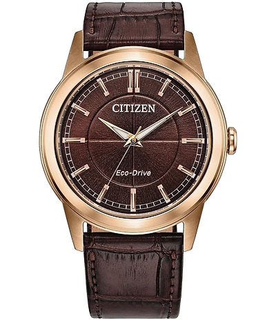 Citizen Men's Eco-Drive Three Hand Leather Watch