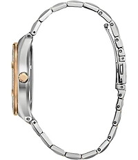 Citizen Men's Eco Drive Three Hand Two Tone Crystal Stainless Steel Bracelet Watch