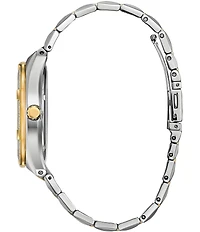 Citizen Men's Eco Drive Three Hand Two Tone Crystal Stainless Steel Bracelet Watch