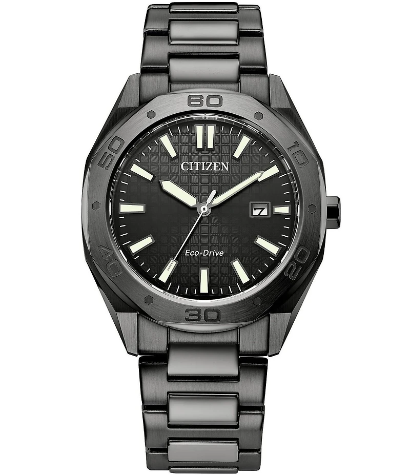 Citizen Men's Eco Drive Weekender Three Hand Mineral Crystal Stainless Steel Watch