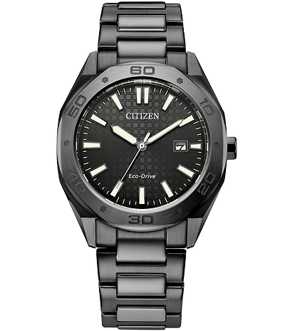 Citizen Men's Eco Drive Weekender Three Hand Mineral Crystal Stainless Steel Watch