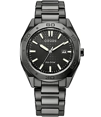 Citizen Men's Eco Drive Weekender Three Hand Mineral Crystal Stainless Steel Watch