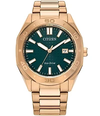 Citizen Men's Eco Drive Weekender Three Hand Mineral Crystal Stainless Steel Watch