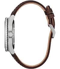 Citizen Men's Eco WR100 Three Hand Brown Leather Strap Watch