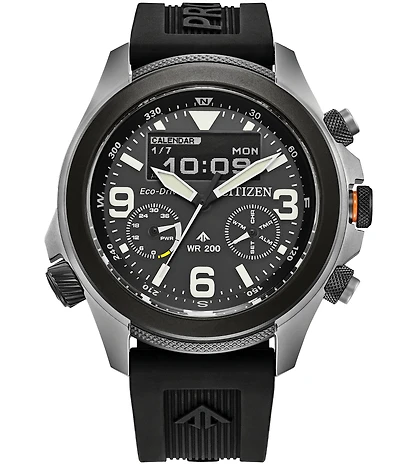 Citizen Men's Eco WR200 Chronograph Black Strap Watch