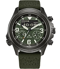 Citizen Men's Eco WR200 Chronograph Green Fabric Strap Watch
