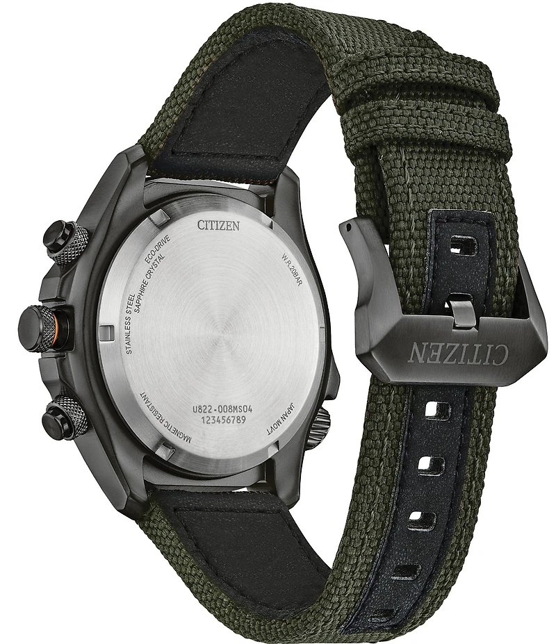 Citizen Men's Eco WR200 Chronograph Green Fabric Strap Watch