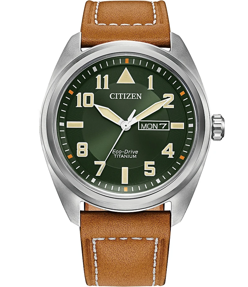 Citizen Men's Garrison Three Hand Brown Leather Strap Watch