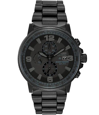 Citizen Men's Nighthawk Chronograph Black Stainless Steel Bracelet Watch