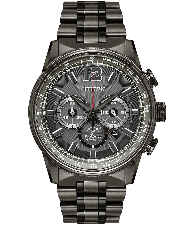 Citizen Men's Nighthawk Chronograph Grey Stainless Steel Bracelet Watch