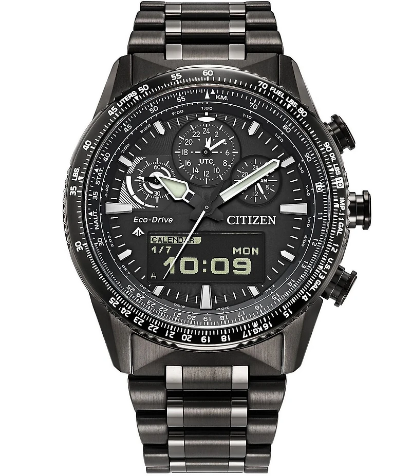 Citizen Men's Promaster Air Ana-Digi Grey Tone Stainless Steel Bracelet Watch