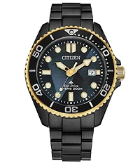Citizen Men's Promaster Eco-Drive Dive Quartz Three Hand Black Tone Stainless Steel Bracelet Watch