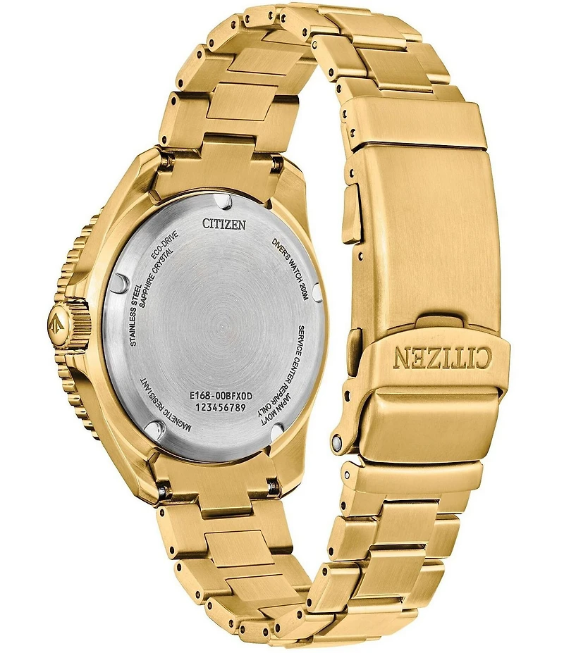 Citizen Men's Promaster Eco-Drive Dive Quartz Three Hand Gold Tone Stainless Steel Bracelet Watch