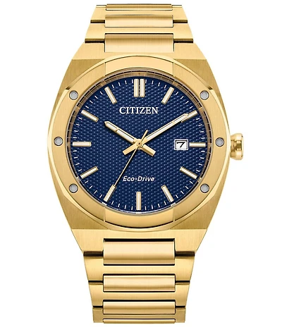 Citizen Men's Sport Luxury Three Hand Gold Tone Stainless Steel Bracelet Watch