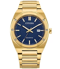 Citizen Men's Sport Luxury Three Hand Gold Tone Stainless Steel Bracelet Watch