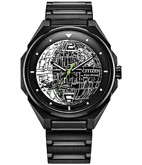 Citizen Men's Star Wars Collection Death Star 2 Three Hand Black Stainless Steel Bracelet Watch