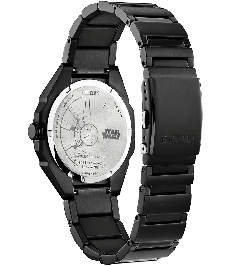Citizen Men's Star Wars Collection Death Star 2 Three Hand Black Stainless Steel Bracelet Watch