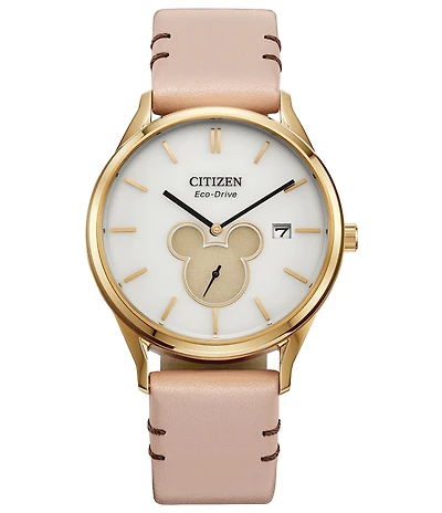 Citizen Unisex Disney Collection Mickey Shadow Two Hand Leather Strap Watch