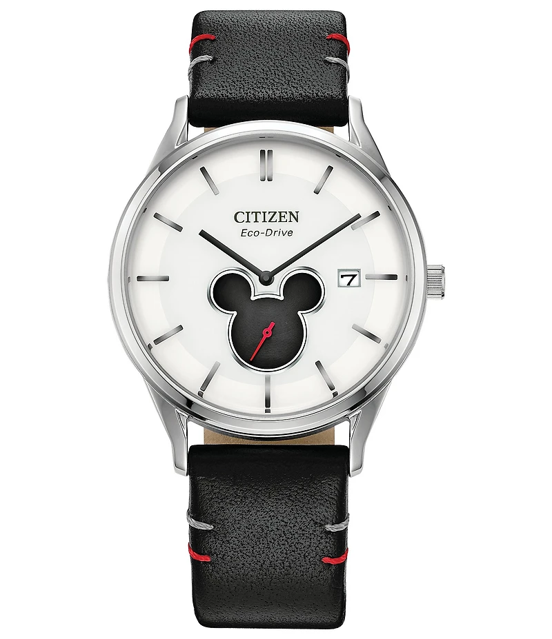 Citizen Unisex Disney Collection Mickey Shadow Two Hand Leather Strap Watch