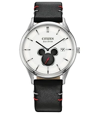 Citizen Unisex Disney Collection Mickey Shadow Two Hand Leather Strap Watch