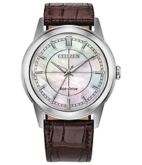 Citizen Unisex Eco-Drive Three Hand Leather Strap Watch