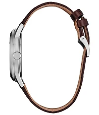 Citizen Unisex Eco-Drive Three Hand Leather Strap Watch