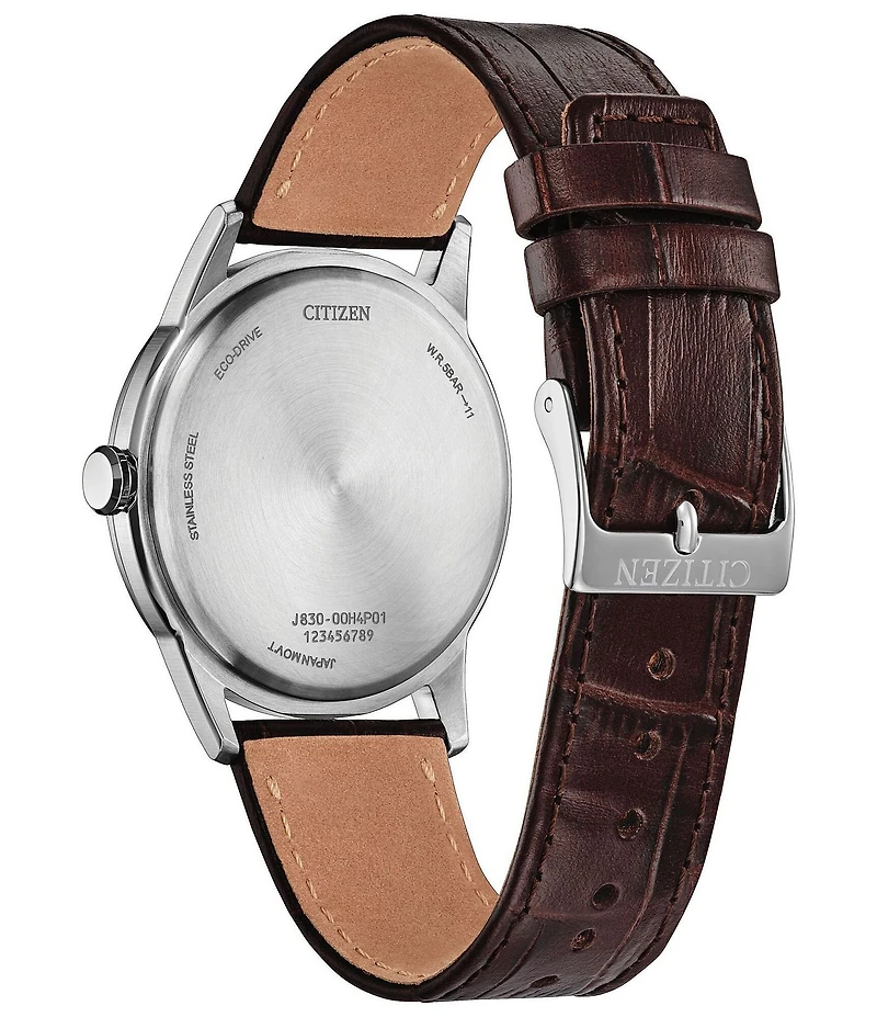 Citizen Unisex Eco-Drive Three Hand Leather Strap Watch