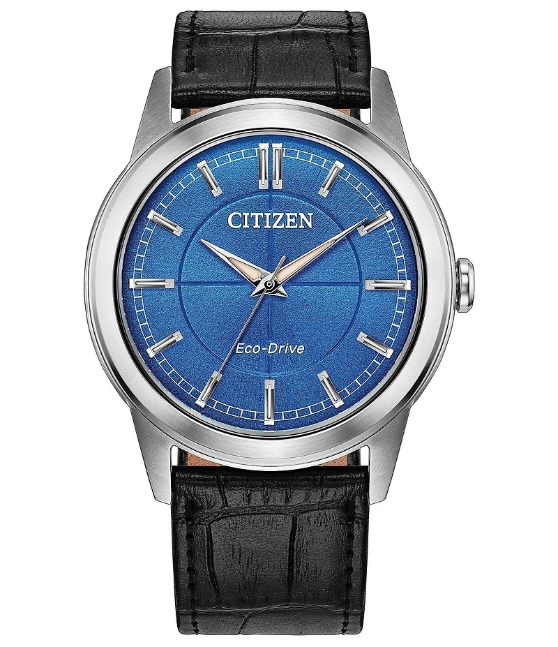 Citizen Unisex Eco-Drive Three Hand Leather Strap Watch
