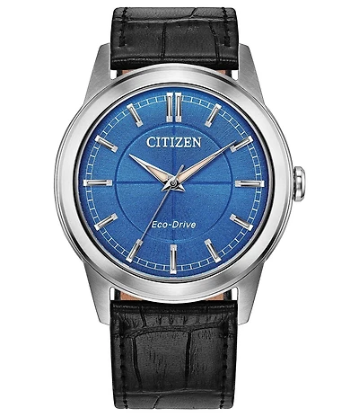 Citizen Unisex Eco-Drive Three Hand Leather Strap Watch