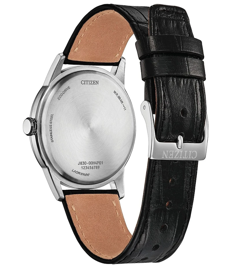 Citizen Unisex Eco-Drive Three Hand Leather Strap Watch