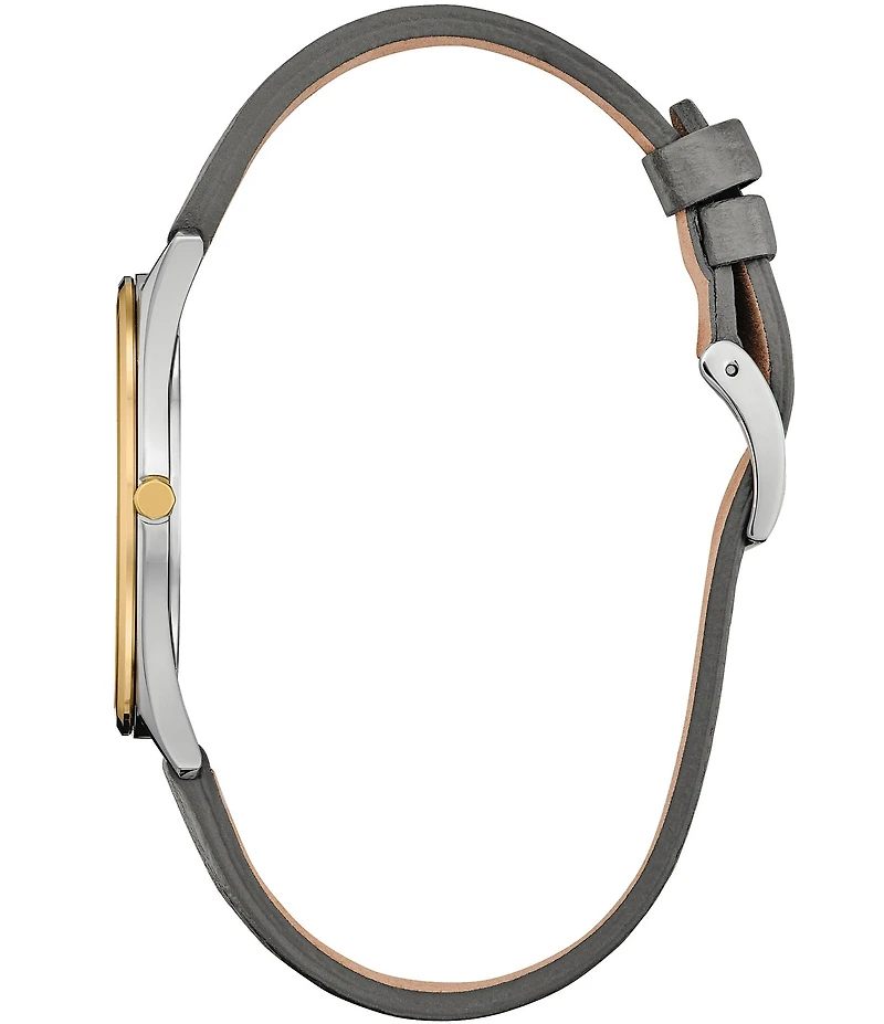 Citizen Unisex Suratto Two Hand Grey Leather Strap Watch