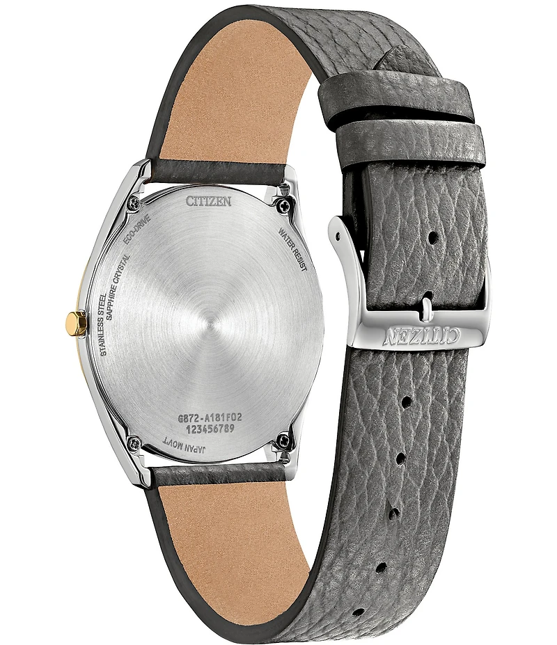 Citizen Unisex Suratto Two Hand Grey Leather Strap Watch