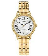 Citizen Women's Classic Coin Edge Three Hand Gold Stainless Steel Bracelet Watch