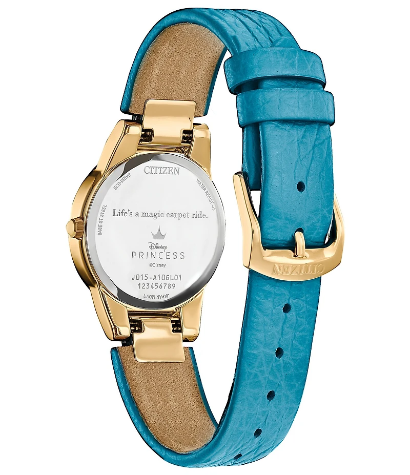 Citizen Women's Disney Collection Aladdin Two Hand Teal Leather Strap Watch and Pin Set