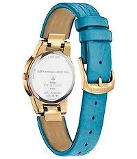 Citizen Women's Disney Collection Aladdin Two Hand Teal Leather Strap Watch and Pin Set