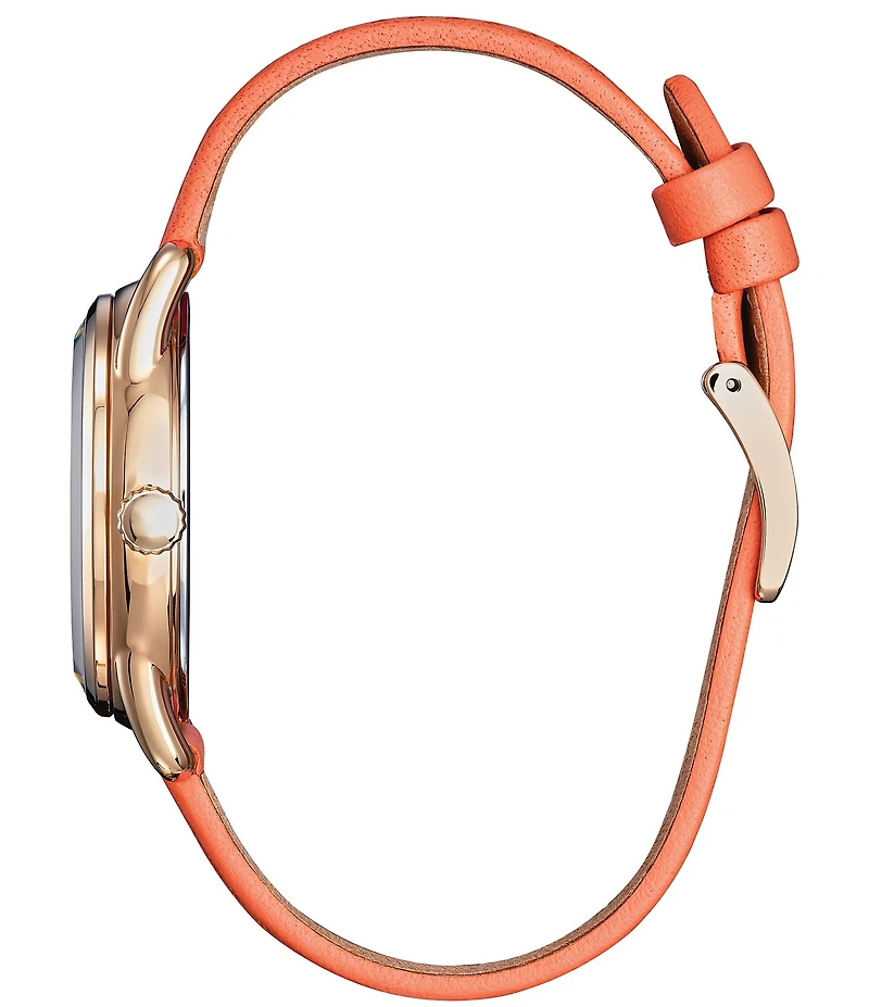 Citizen Women's Disney Collection Gardening Minnie Three Hand Pink Leather Strap Watch