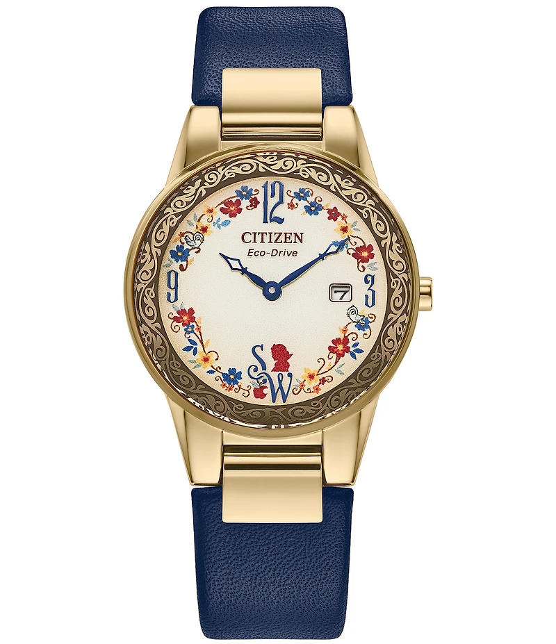 Citizen Women's Disney© Snow White Two Hand Blue Leather Strap Watch And Pin Boxed Set