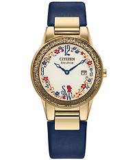 Citizen Women's Disney© Snow White Two Hand Blue Leather Strap Watch And Pin Boxed Set