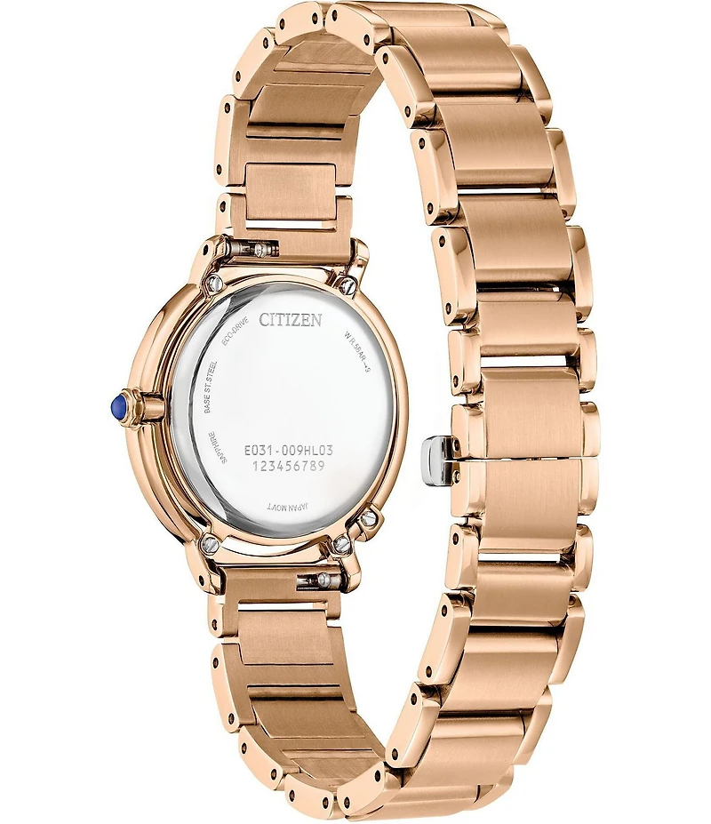 Citizen Women's Eco Drive Three Three Rose Gold Tone Stainless Steel Watch