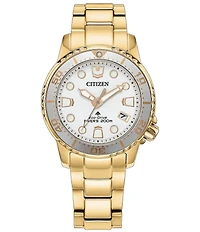 Citizen Women's Promaster Eco-Drive Dive 4 Three Hand Gold Tone Stainless Steel Bracelet Watch