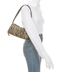 CITRINE Zoe Zebra Print East West Barrel Shoulder Bag